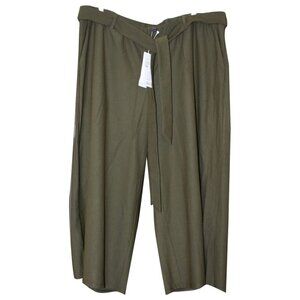New w/Tags - Eileen Fisher Stretch Crepe Wide Leg Cropped Pants, Olive, XL